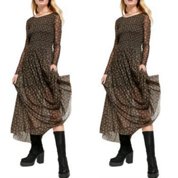 💯%FP Hello And Goodbye Mesh Midi Dress XL - Picture 4 of 10